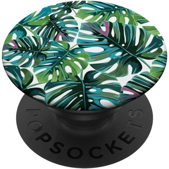 Tropical Palm Leaves Turquoise Green Monstera Plant Boho PopSockets PopGrip - Picture 1 of 7